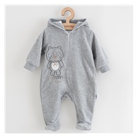 Baby Suede Jumpsuit with Hood New Baby Sweetheart grey, size 62 (3-6m)