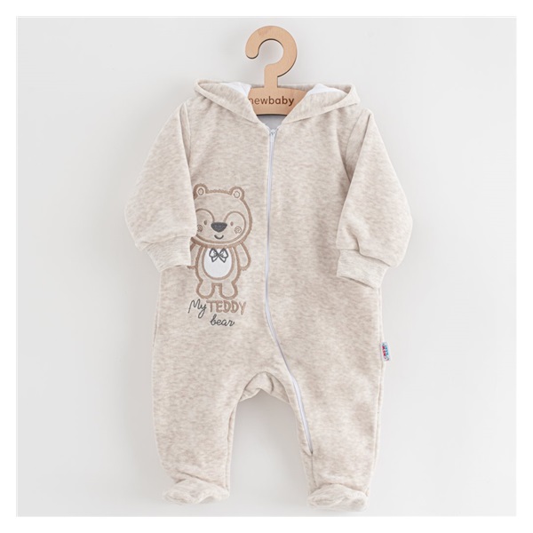 Baby Suede Jumpsuit with Hood New Baby Sweetheart Beige, size 68 (4-6m)