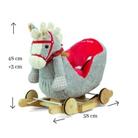 Rocking horse with melody and wheels Milly Mally Polly grey and red
