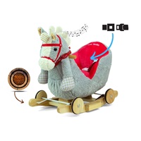 Rocking horse with melody and wheels Milly Mally Polly grey and red