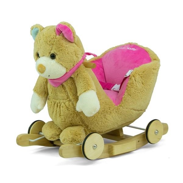 Milly Mally Polly Bear Brown and Pink Rocking Toy with Melody and Wheels