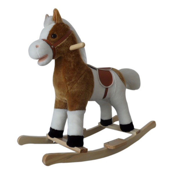 Rocking horse with melody PlayTo white-brown