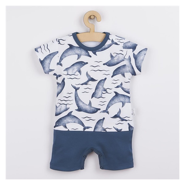 Baby summer cotton jumpsuit Nicol Dolphin, size 56 (0-3m)