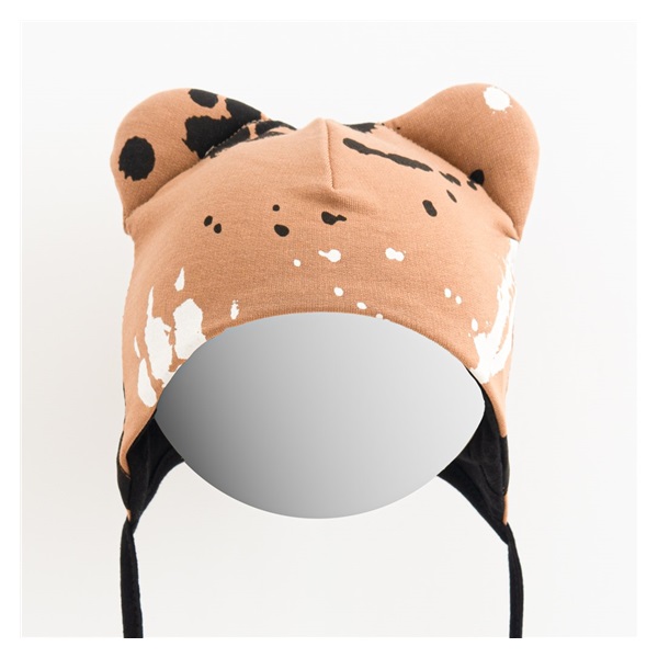 Baby cotton cap with ears New Baby paw mustard, size 56 (0-3m)