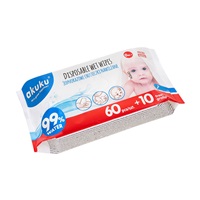 Akuku 99% Water Baby Wet Wipes 60 + 10 pcs FREE