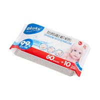 Akuku 99% Water Baby Wet Wipes 60 + 10 pcs FREE