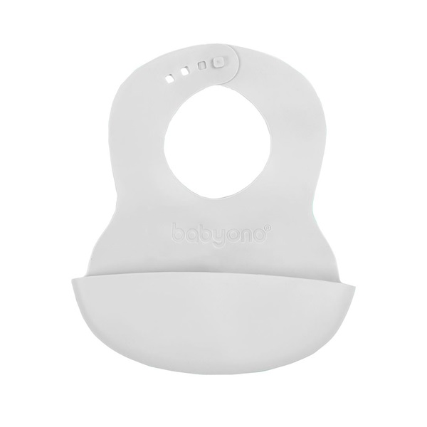 Adjustable plastic bib with pocket Baby Ono light grey