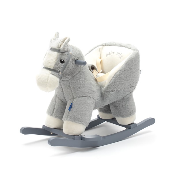 Rocking toy with melody Baby Mix horse grey