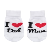 Baby Cotton Socks New Baby I Love Mum and Dad White, size 56 (0-3m)