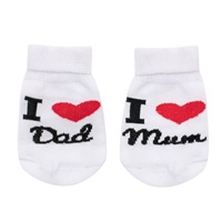 Baby Cotton Socks New Baby I Love Mum and Dad White, size 62 (3-6m)