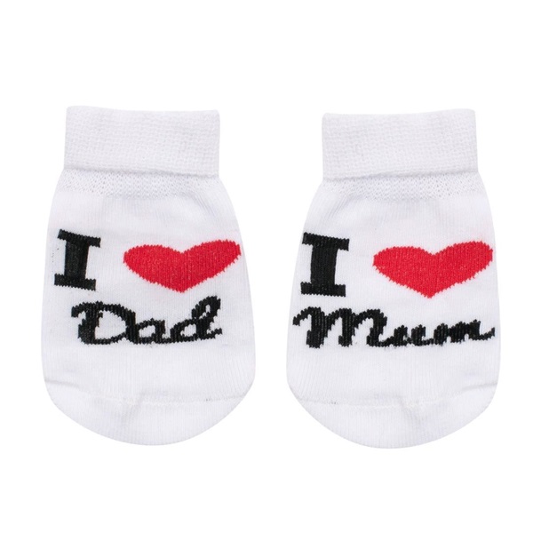 Baby Cotton Socks New Baby I Love Mum and Dad White, size 62 (3-6m)