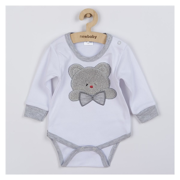 Luxury New Baby Honey Bear long sleeve baby bodysuit with 3D application, size 56 (0-3m)