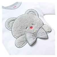 Luxury New Baby Honey Bear long sleeve baby bodysuit with 3D application, size 56 (0-3m)