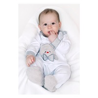 Luxury New Baby Honey Bear long sleeve baby bodysuit with 3D application, size 56 (0-3m)