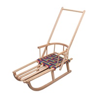 Children's wooden sled with backrest and handle