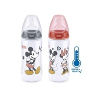 NUK Disney Mickey baby bottle with temperature control 300 ml red