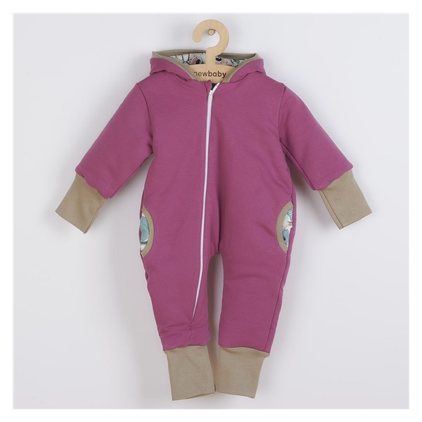 New Baby Spring purple-pink overalls with hood, size 80 (9-12m)