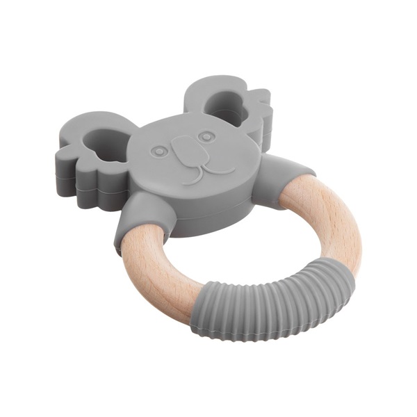 Baby wooden-silicone teether Akuku teddy bear