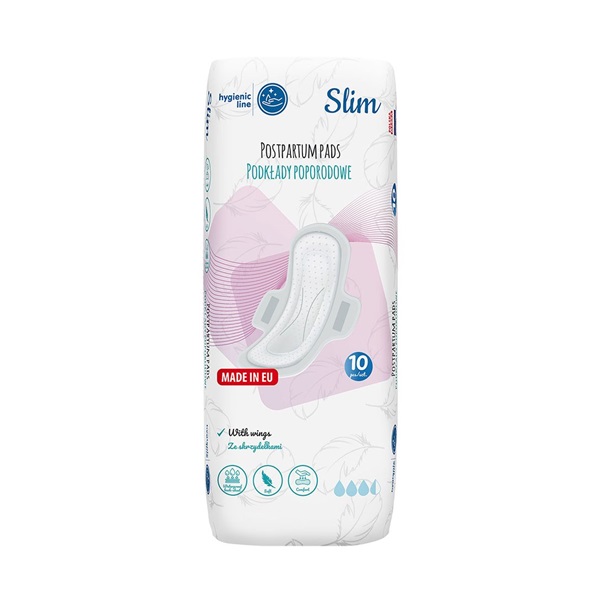 Disposable ultrasoft postpartum pads with wings Akuku Slim 10 pcs in a pack