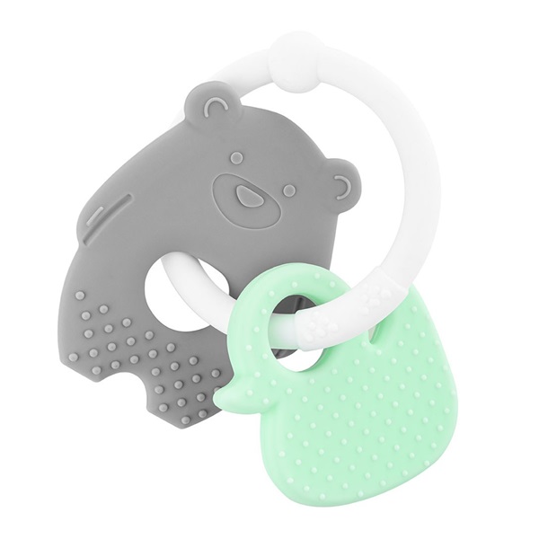 Baby silicone teethers Akuku bear and duck set of 2