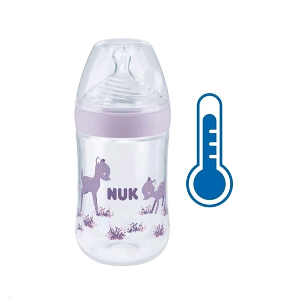 NUK Nature Sense baby bottle with temperature control 260 ml purple