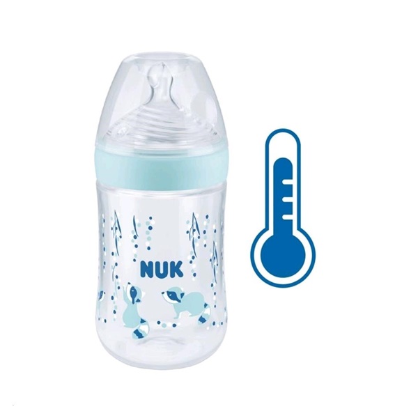 NUK Nature Sense baby bottle with temperature control 260 ml blue