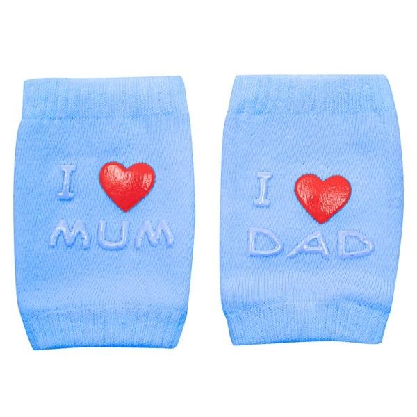 New Baby baby knee pads with ABS I Love Mum and Dad blue