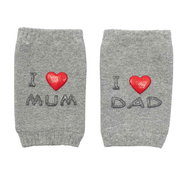 New Baby baby knee pads with ABS I Love Mum and Dad grey