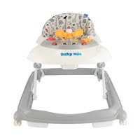 Baby Mix baby walker with steering wheel and silicone wheels grey