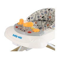 Baby Mix baby walker with steering wheel and silicone wheels cappucino