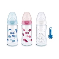 NUK FC glass baby bottle with temperature control 240 ml white