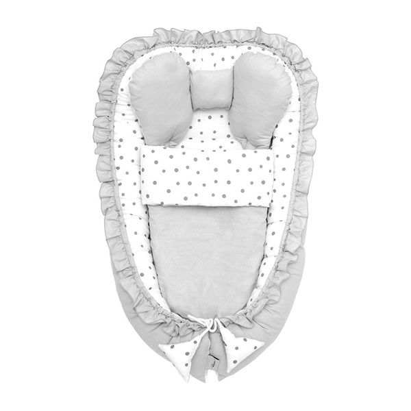 Belisima dots grey baby nest with duvet