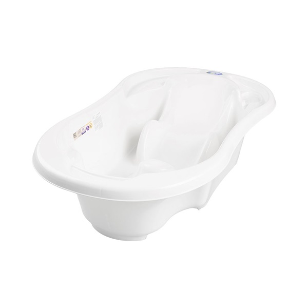 Anatomical profiled baby bath tub with drain KOMFORT 2in1 white