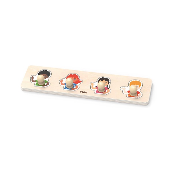 Wooden puzzle with handles for little ones Viga Skin Colors