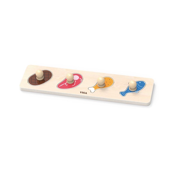 Wooden puzzle with handles for little ones Viga Food