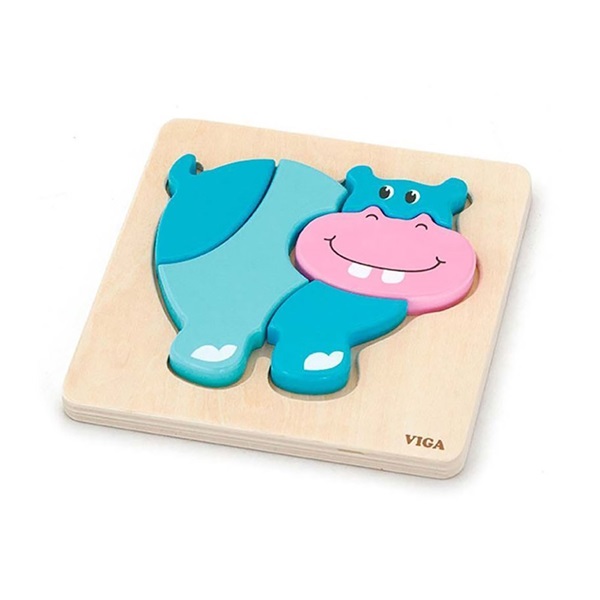 Wooden puzzle for little ones Viga Hippo