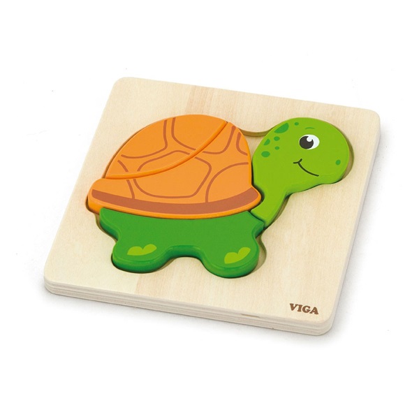 Wooden puzzle for kids Viga Turtle