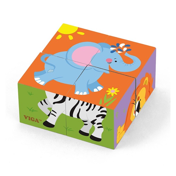 Wooden puzzle blocks for kids Viga Zoo