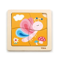 Wooden puzzle for kids Viga 4 pieces Butterfly