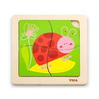 Wooden puzzle for kids Viga 4 pieces Ladybug