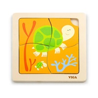 Wooden puzzle for kids Viga 4 pieces Turtle