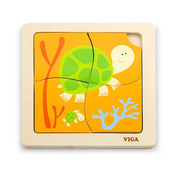 Wooden puzzle for kids Viga 4 pieces Turtle