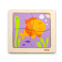 Wooden puzzle for kids Viga 4 pieces Fish