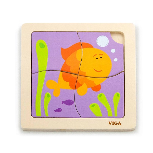 Wooden puzzle for kids Viga 4 pieces Fish