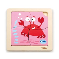 Wooden puzzle for kids Viga 4 pieces Crab