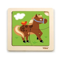 Wooden puzzle for kids Viga 4 pieces Horse