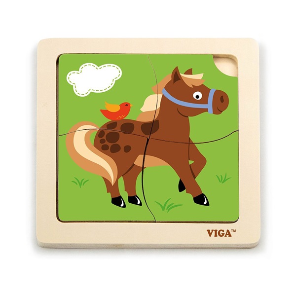 Wooden puzzle for kids Viga 4 pieces Horse