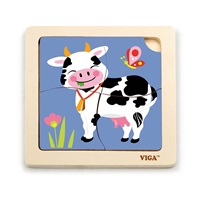 Wooden puzzle for kids Viga 4 pieces Cow