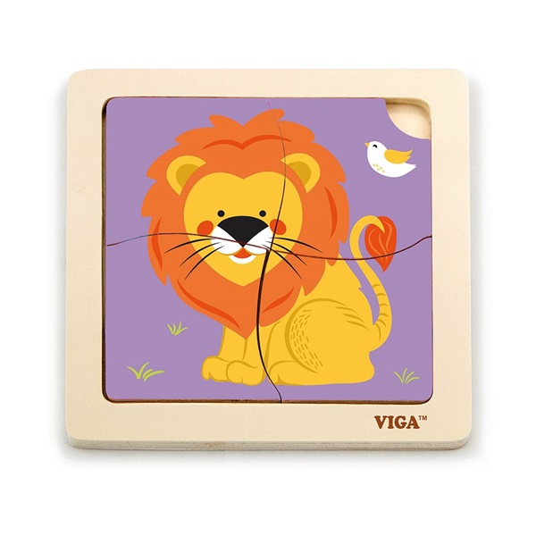 Wooden puzzle for kids Viga 4 pieces Lion