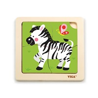 Wooden puzzle for kids Viga 4 pieces Zebra